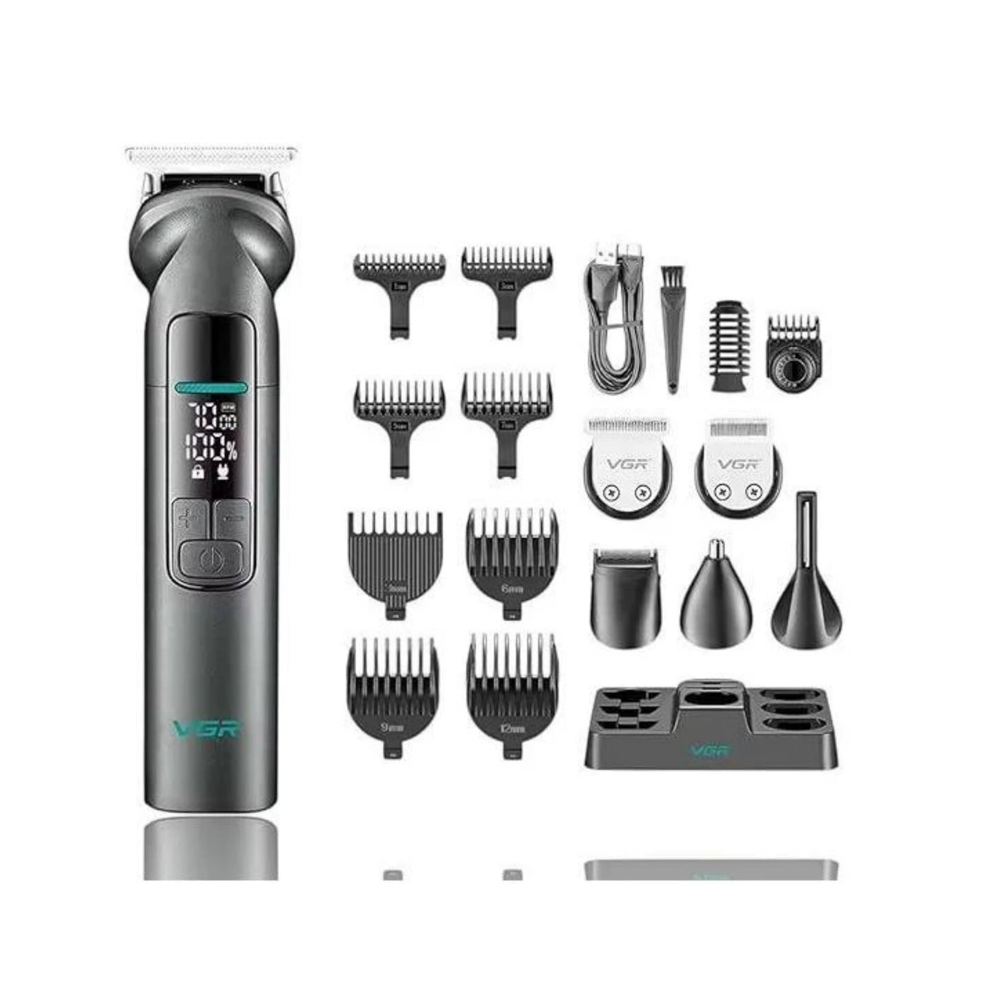 VGR V-096 Professional Men's Personal Grooming Kit – Metal Design, Waterproof, 14-in-1