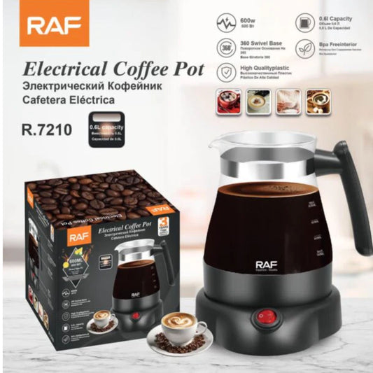 RAF Electric Coffee Kettle – 0.6L Capacity, 600W Power, 360° Rotating Base