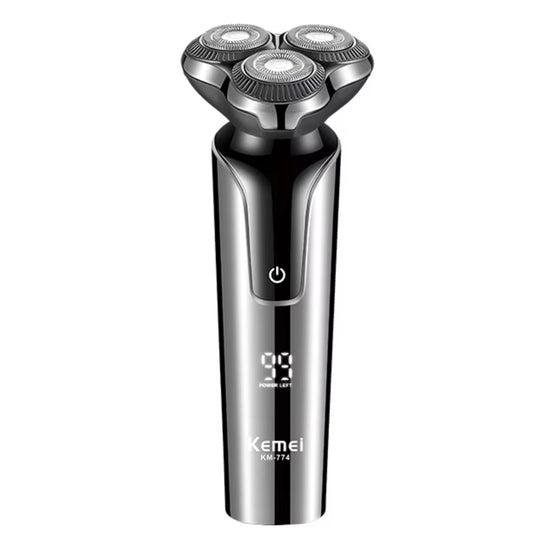 Kemei KM-774 Men Electric Razor Ipx4 Full-body Waterproof LCD Veneer Floating Three-blade Shaver
