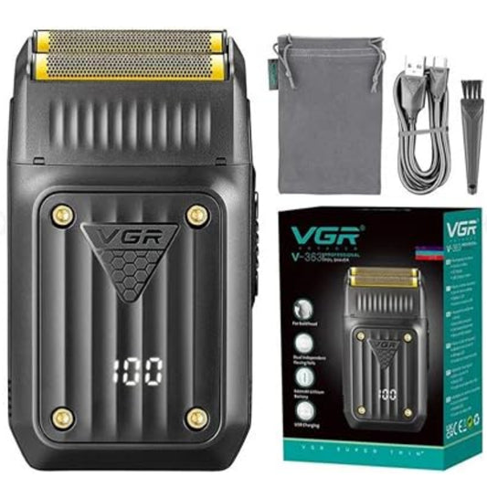 VGR V-363 Professional Foil Shaver for Men, Dual Hypoallergenic Foils, 8000 RPM Motor, USB-C Rechargeable, LED Display