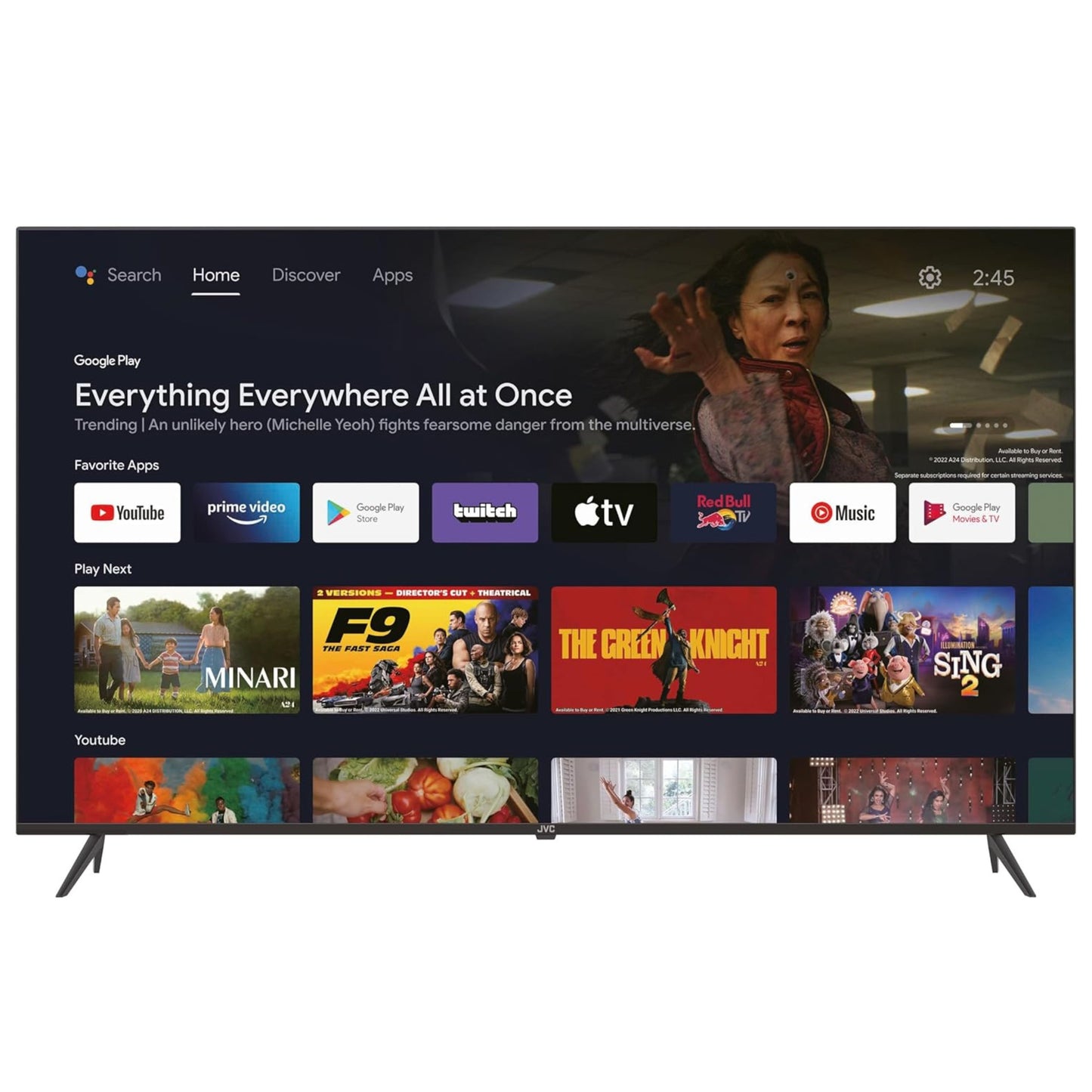 JVC, MINILED 85-Inch SMART GOOGLE TV , Frameless- 120HZ  Dolby Audio,