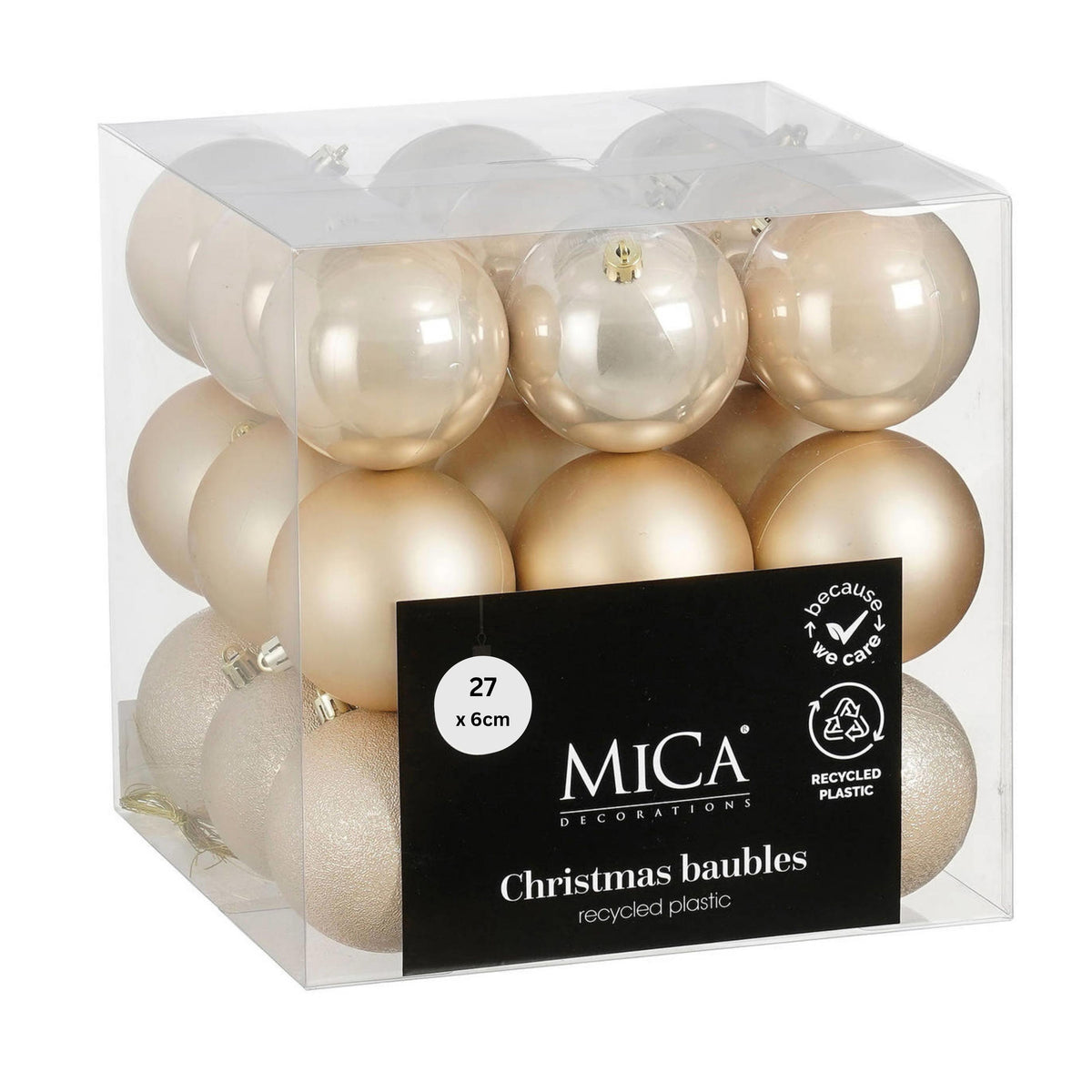 Bauble unbreakable cream 27 pieces 6cm