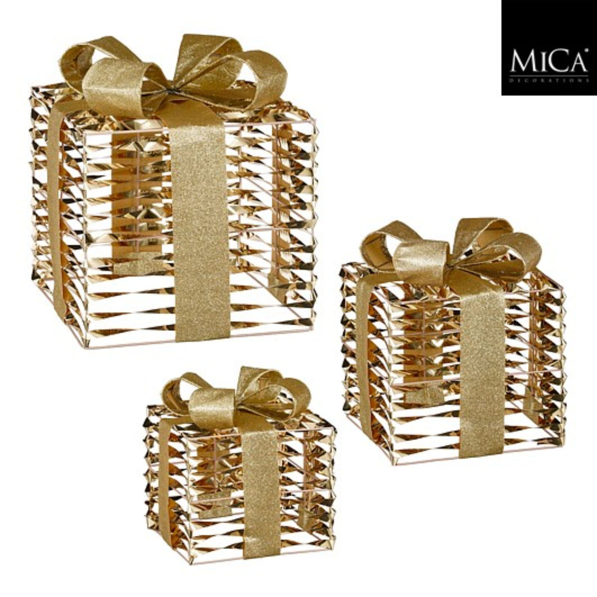 Present champagne set of 3  - l25xw25xh28cm