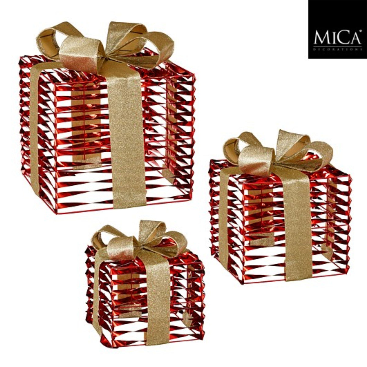 Present red set of 3  - l25xw25xh28cm