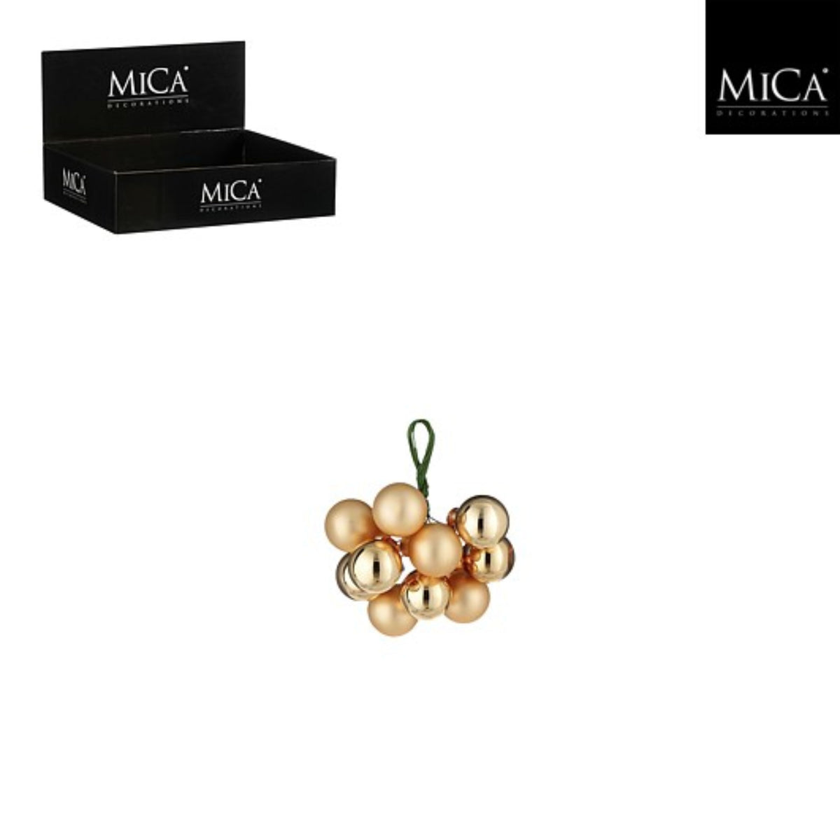 Bauble glass gold display - d2cm