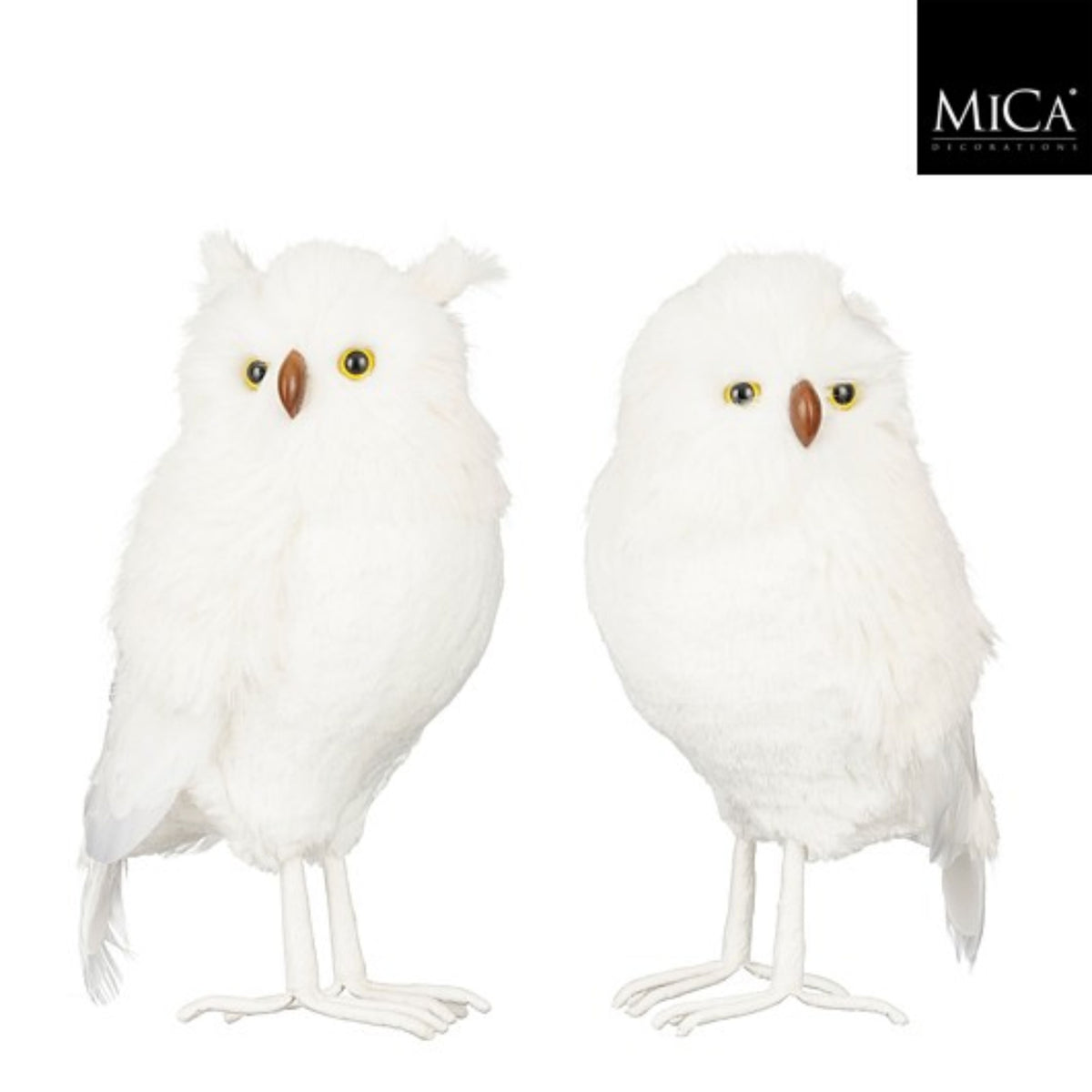 Decoration owl white 2 assorted - l23xw18xh42cm
