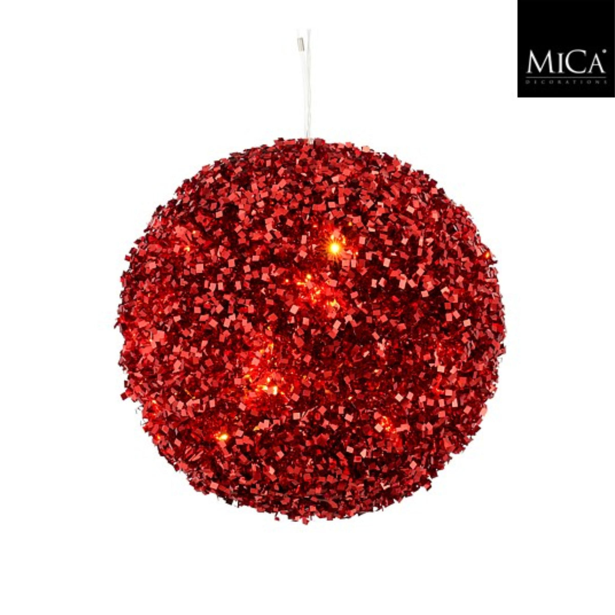 Ornament ball red battery operated led - d15cm