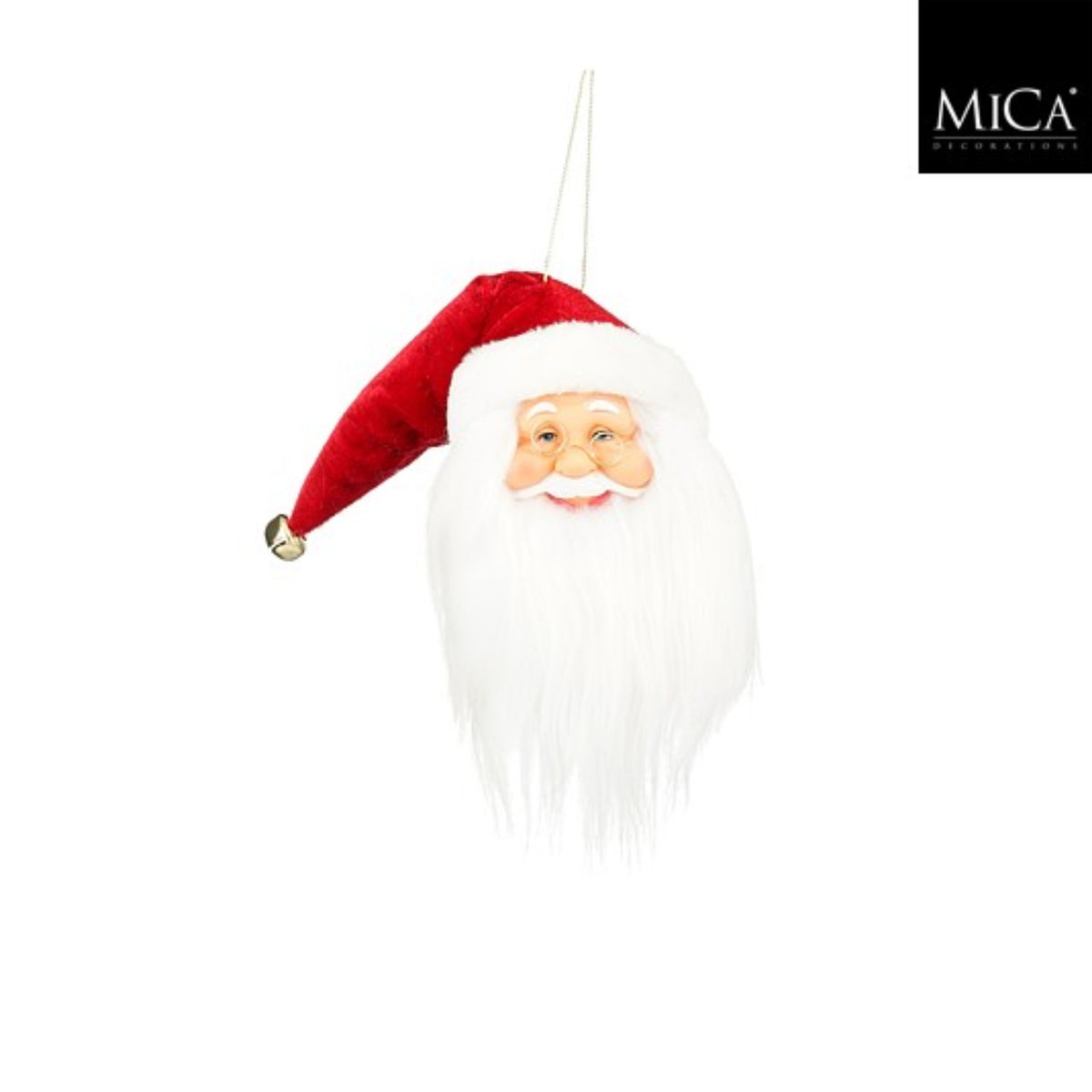 Santa head hanging red - l12xw6xh35cm