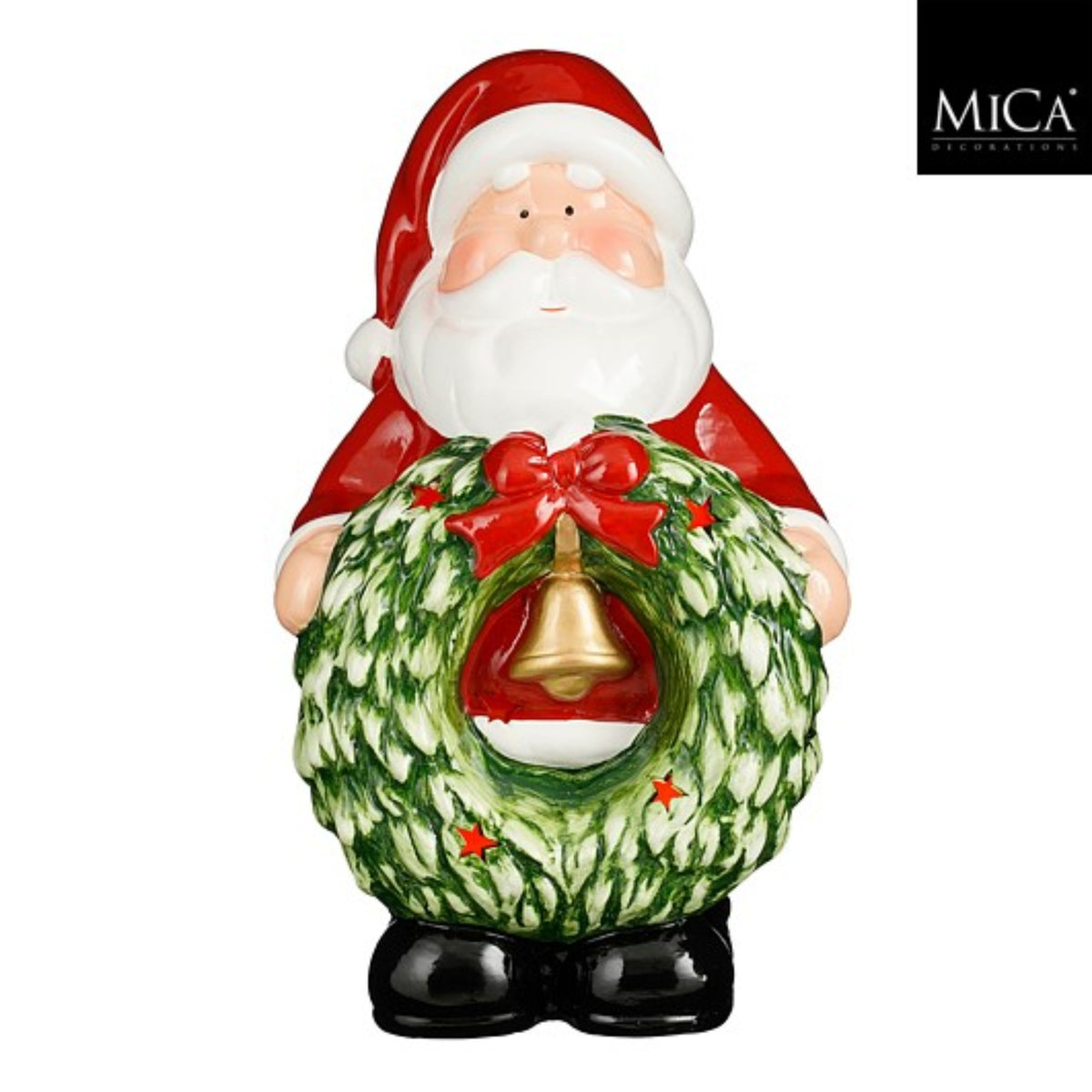 Decoration santa wreath red led battery operated - l18xw15xh29,5cm