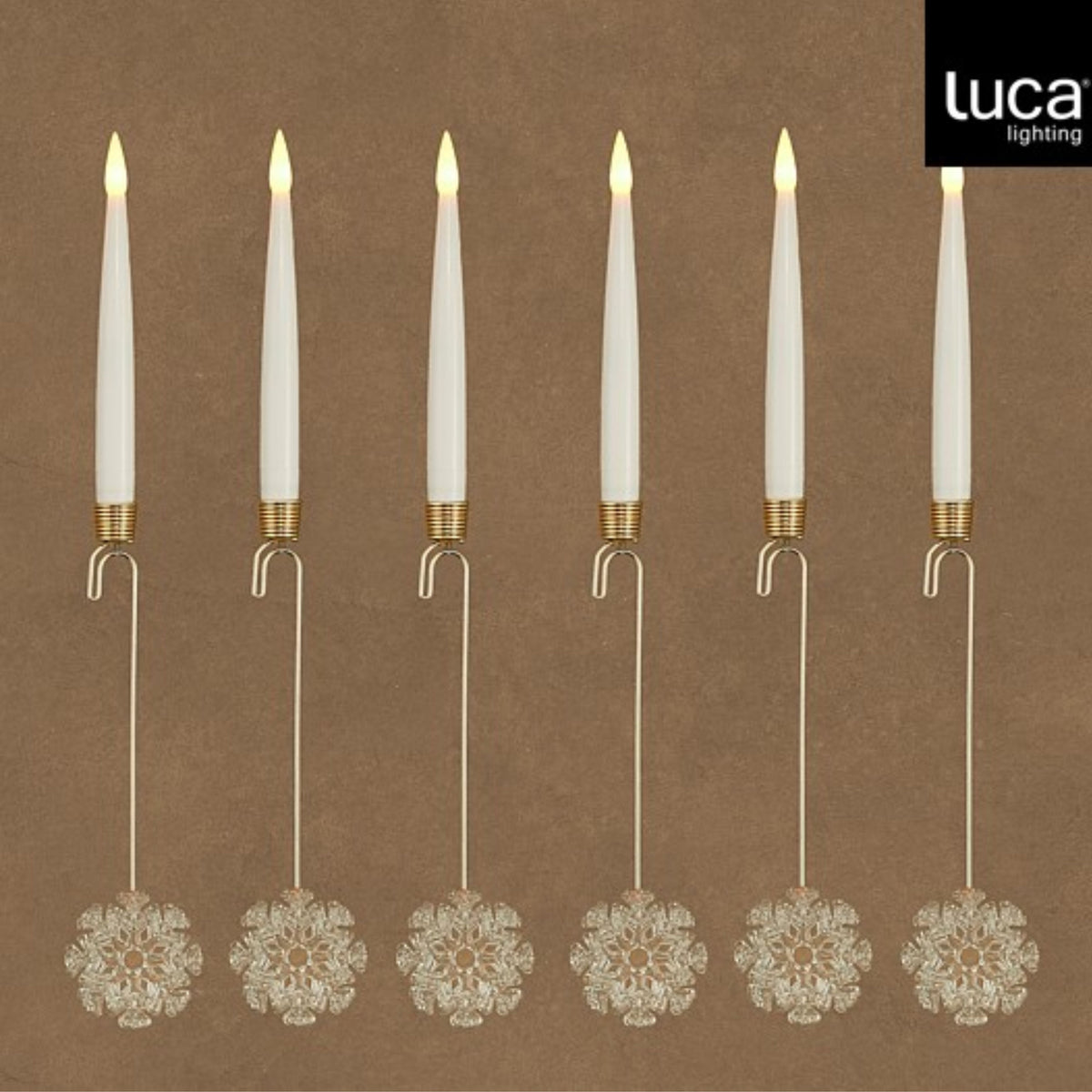 Candle led snowflake white warm white 6 pcs RC battery operated with timer - h15xd1,5cm