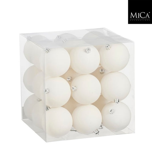 Bauble unbreakable white 27 pieces - d8cm