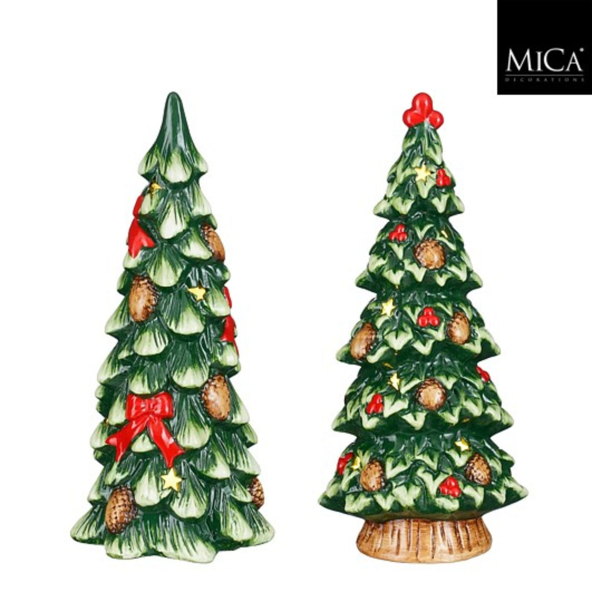 Decoration tree green 2 assorted battery operated - l14xw12xh32cm