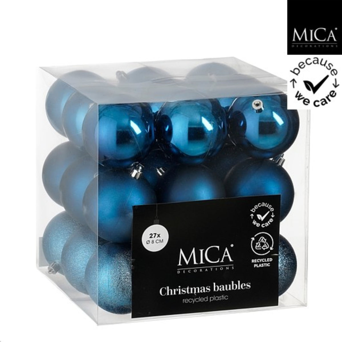 Bauble unbreakable d. blue 27 pieces - d8cm