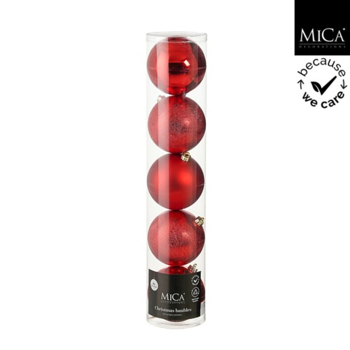 Bauble unbreakable red 5 pieces - d20cm