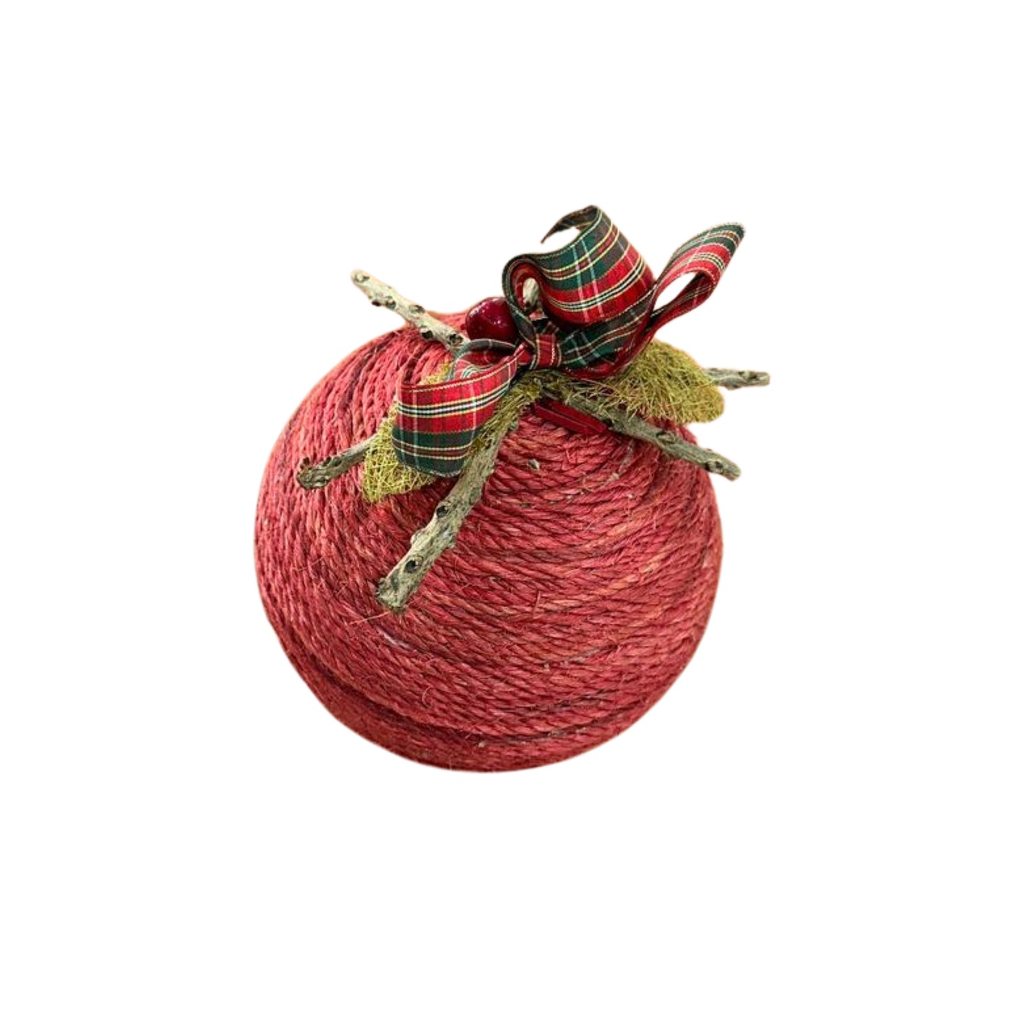 Red jute string wrapped Red berry 15cm
